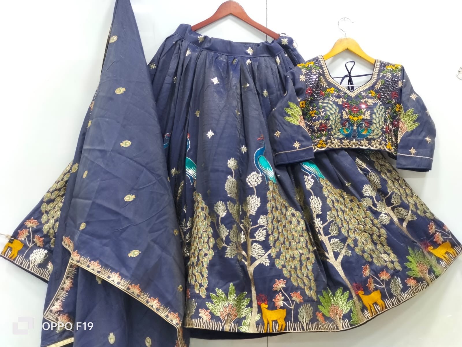Tissue Lehnga peacock designs