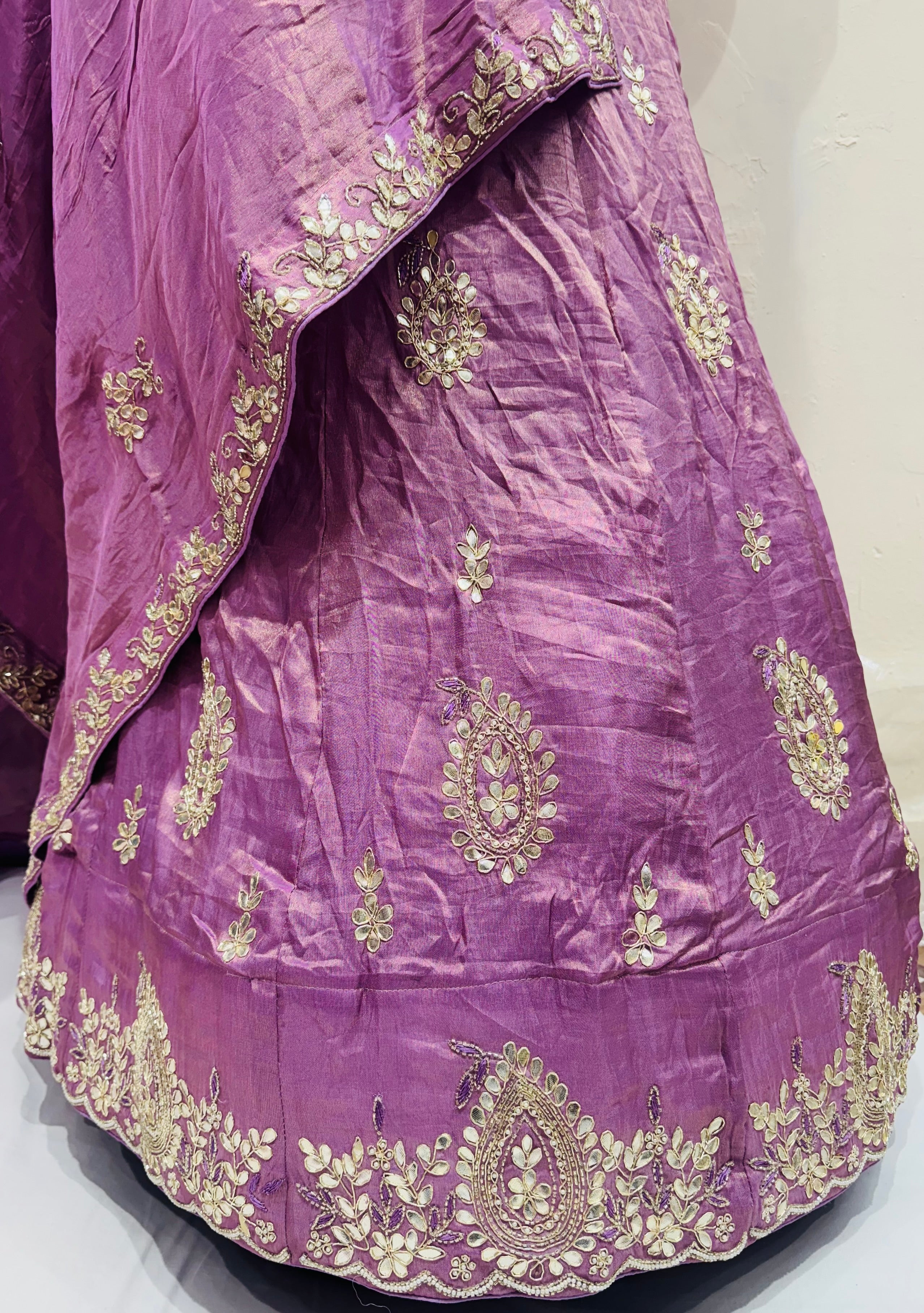 Pure Tissue handwork lehnga with dabka work