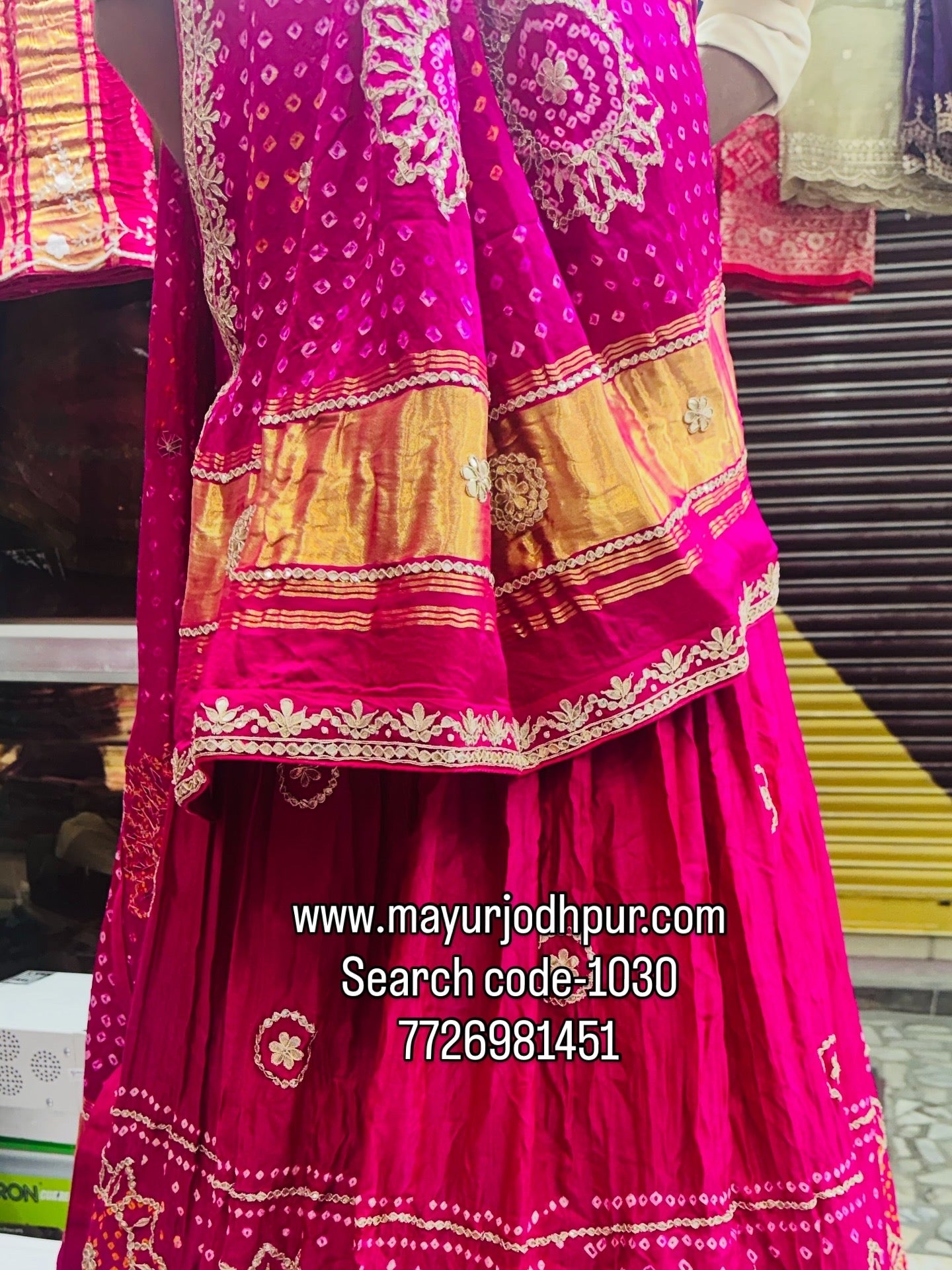 Pure Gajji silk lehnga with highlighting of marodi and gottapatti work