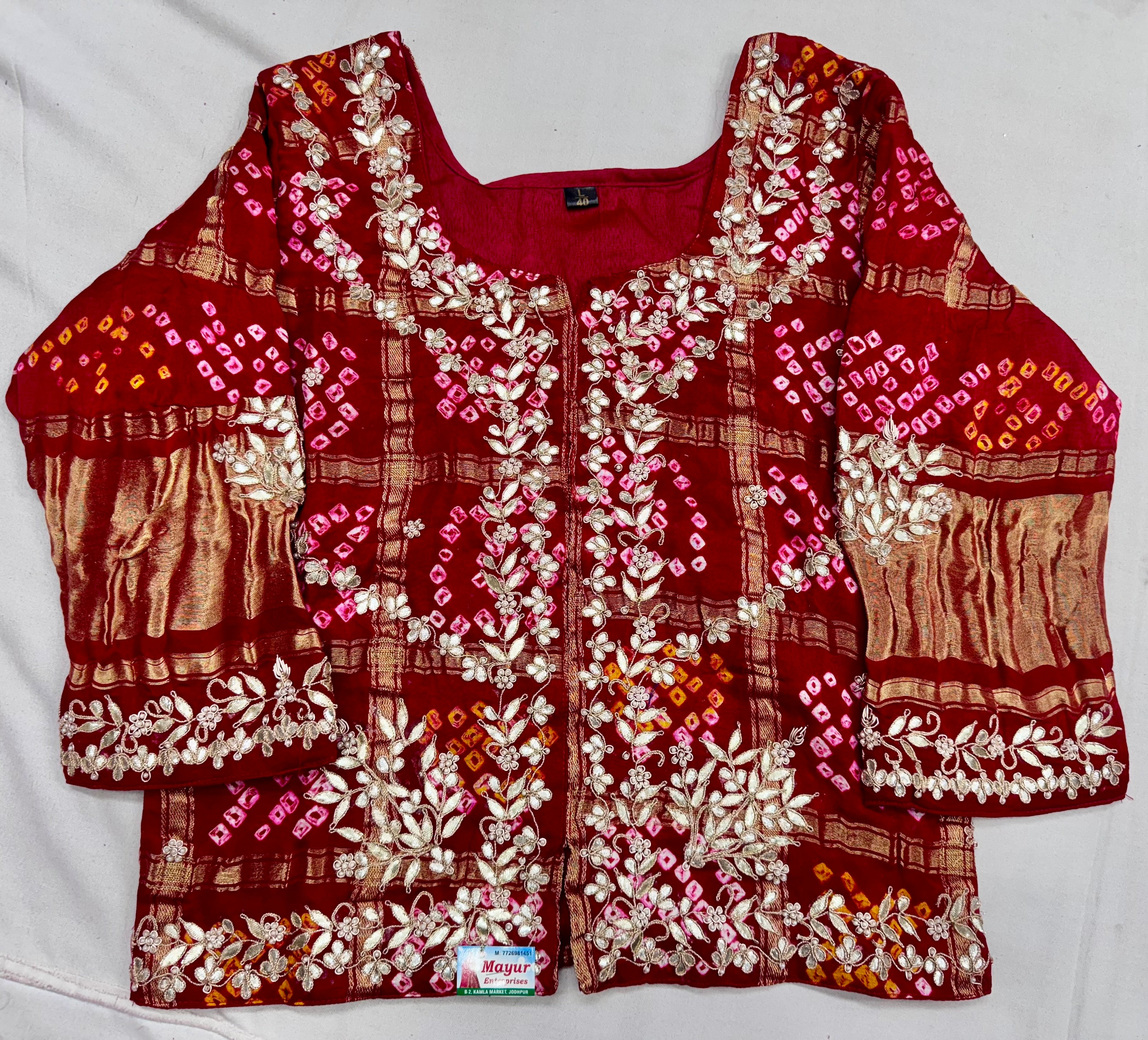 Pure gajji jacket blouse with handwork of marodi and zardosi