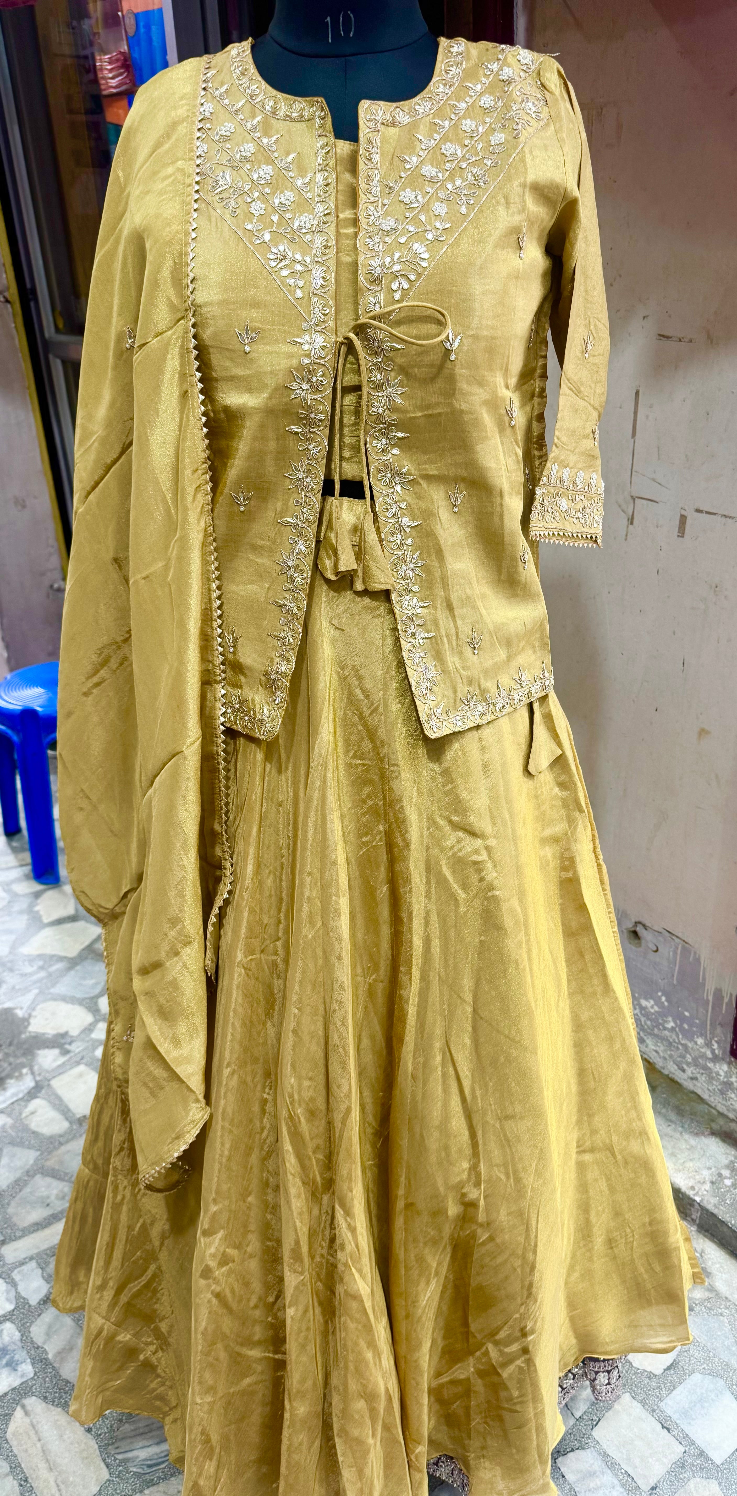 Pure Tissue zardosi work indowestern