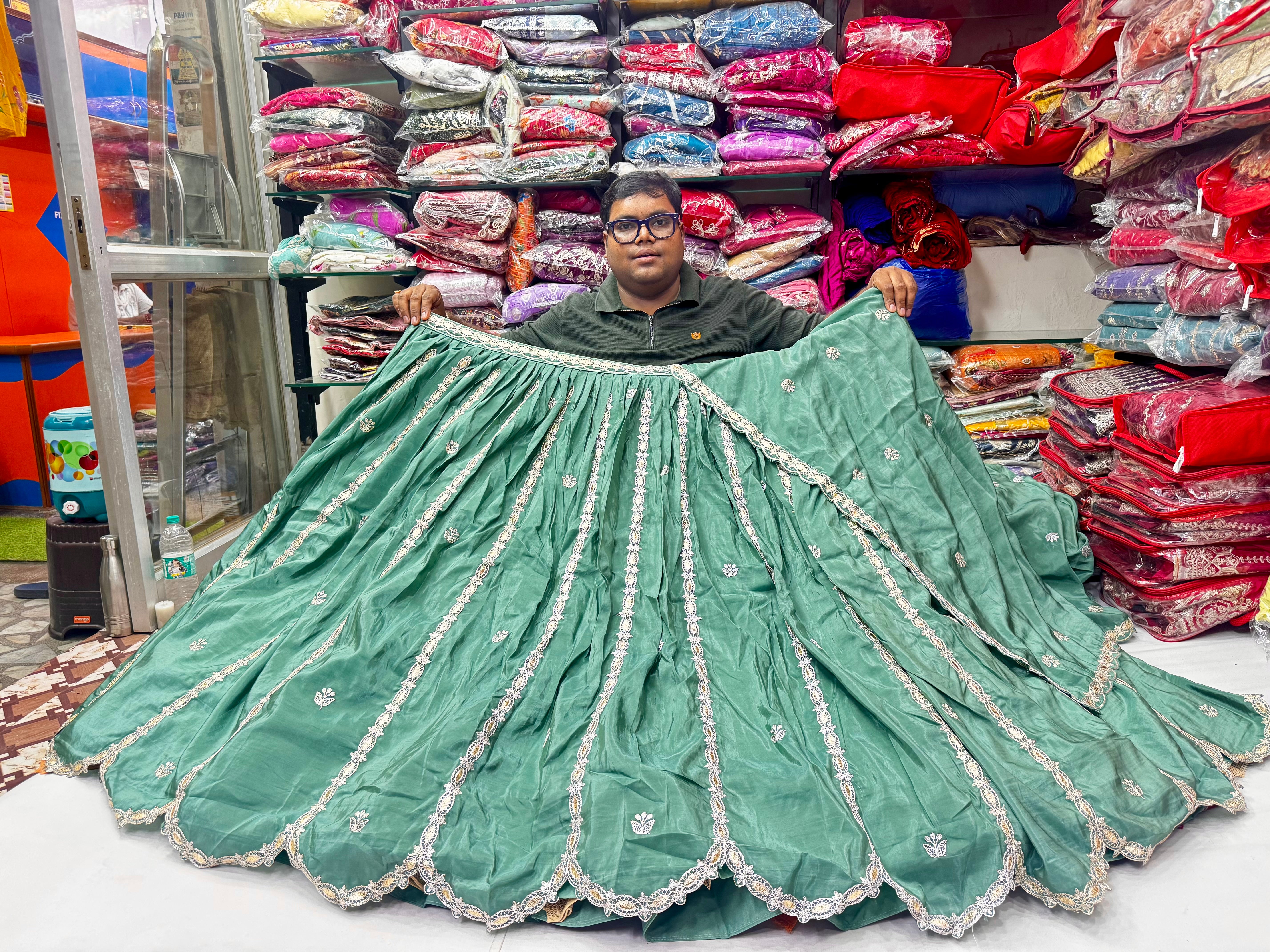 Ho Silk lehnga with gota and ari work