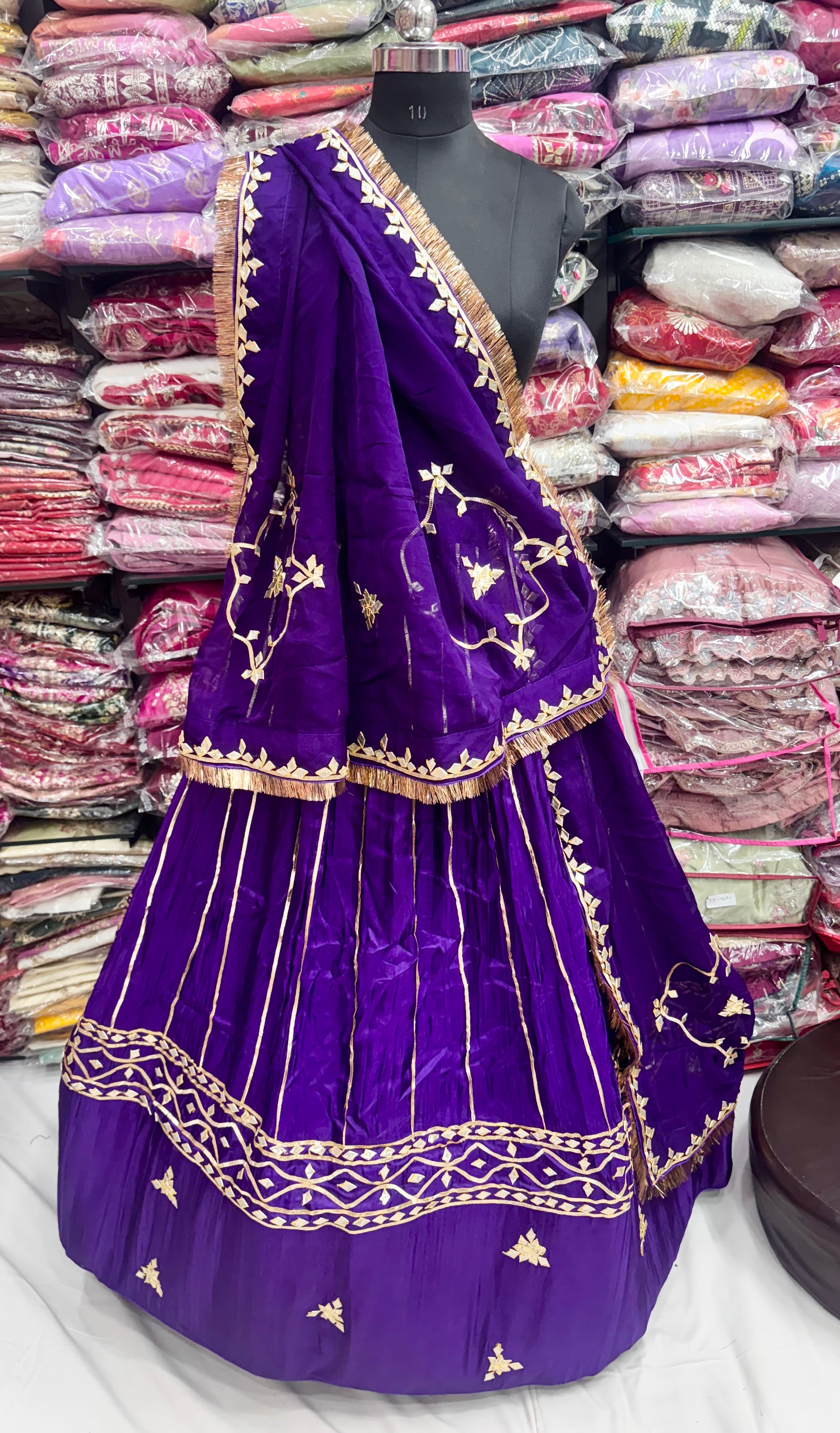 Traditional rajasthani lehnga with turra lace on Dupatta having vintage look