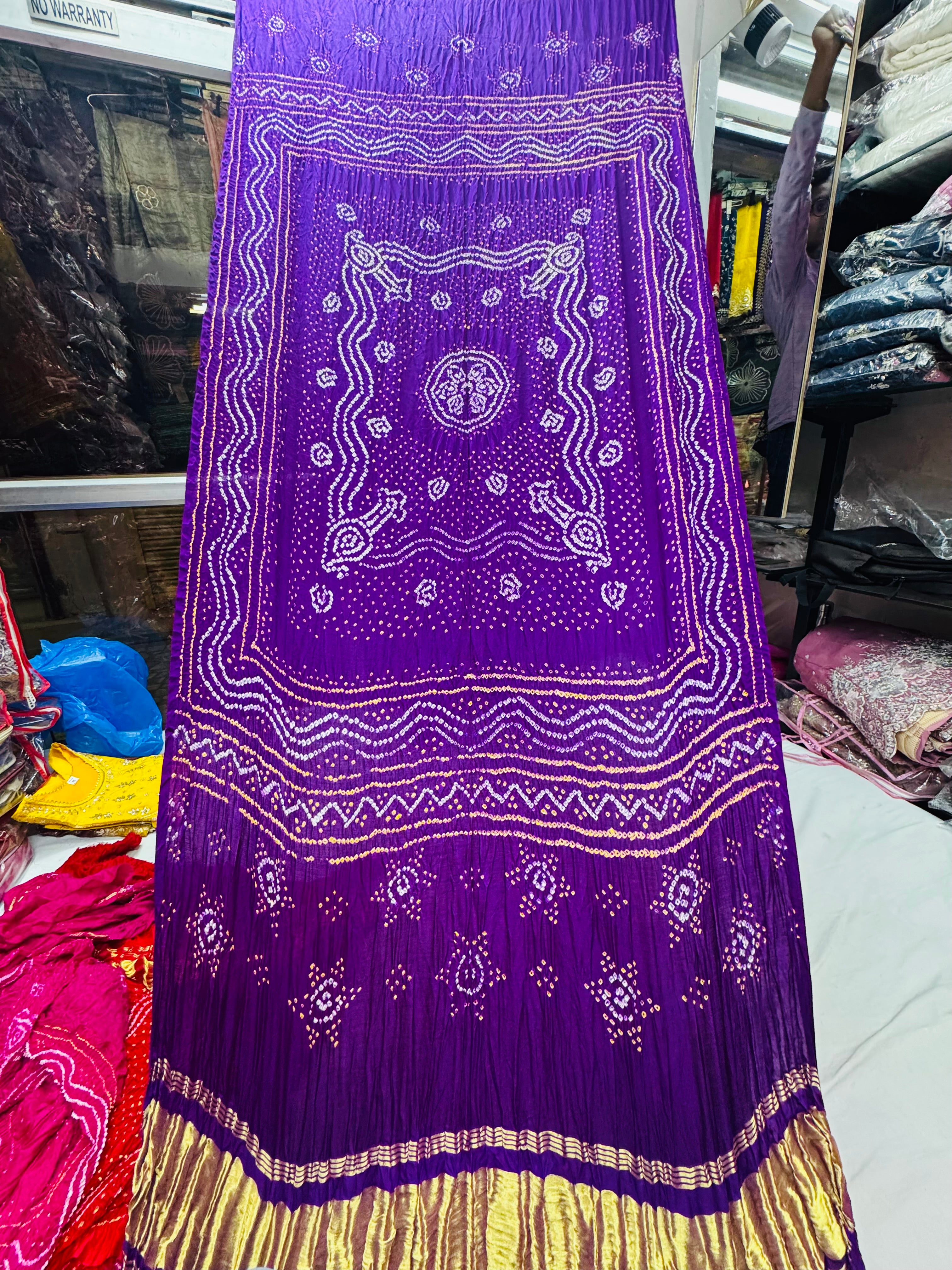 Chandrokhni pure gajji silk dupatta Purple color