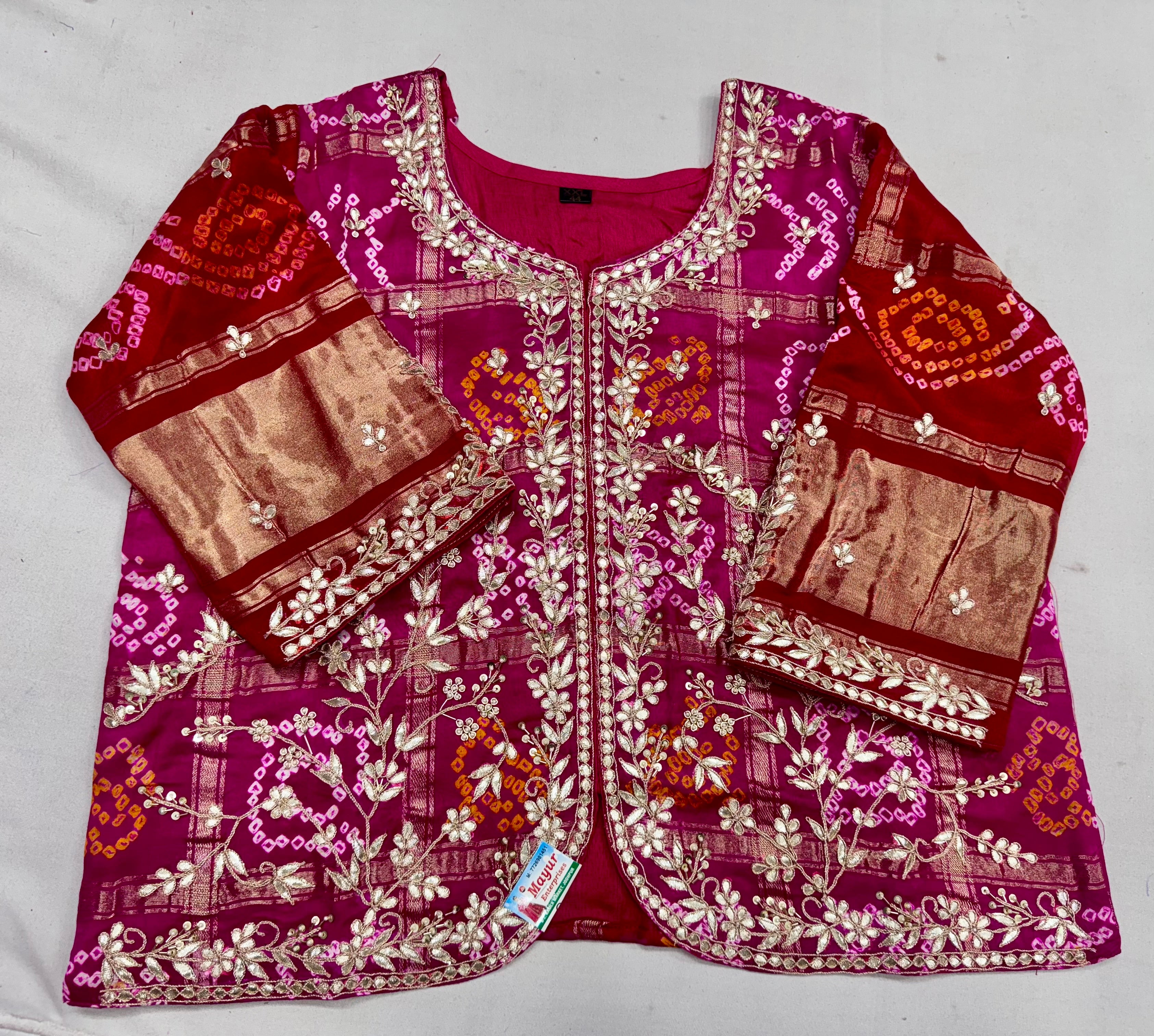 Pure gajji jacket blouse with handwork of marodi and zardosi