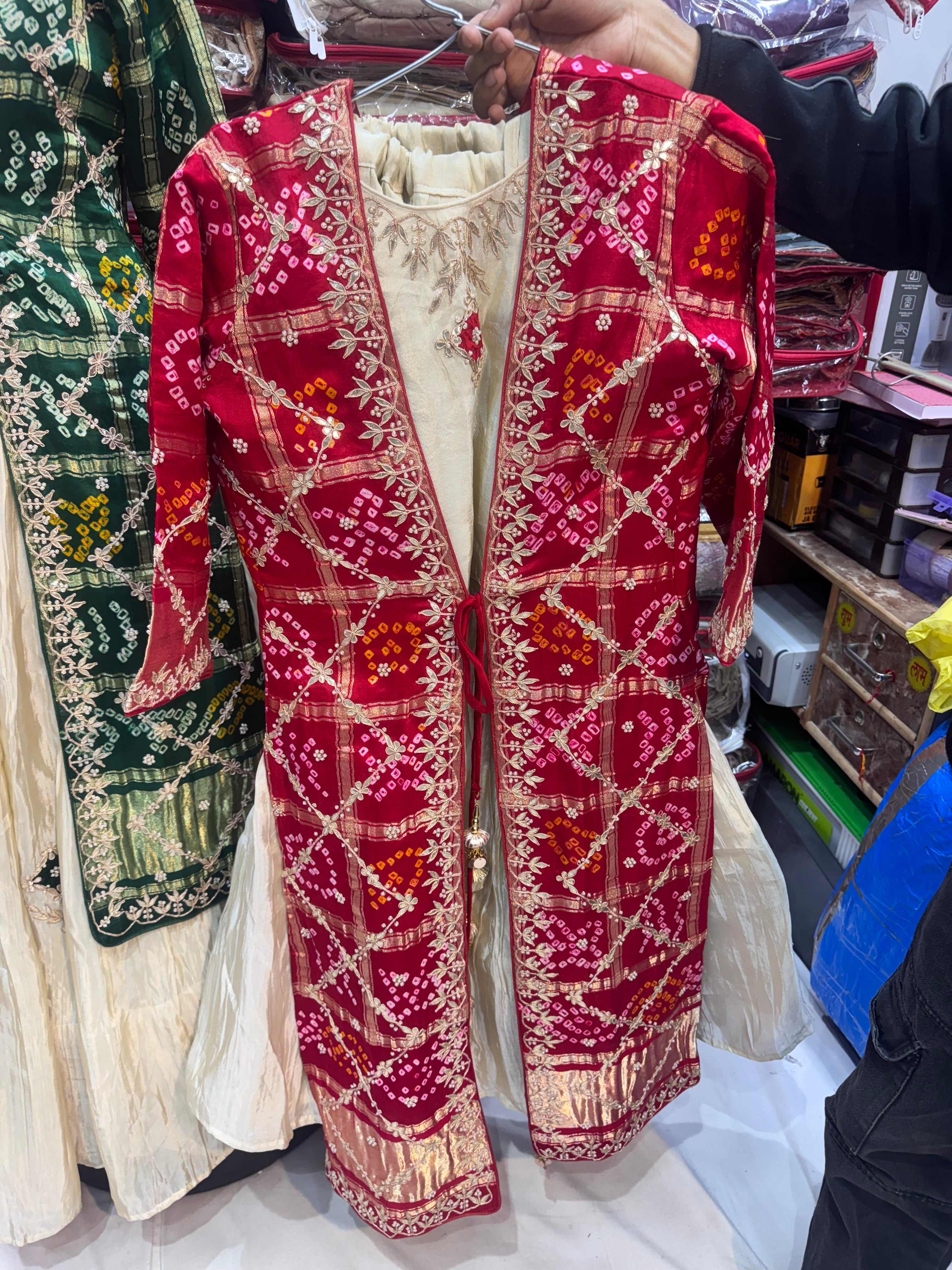 Pure gajji shrug with blouse and lehnga