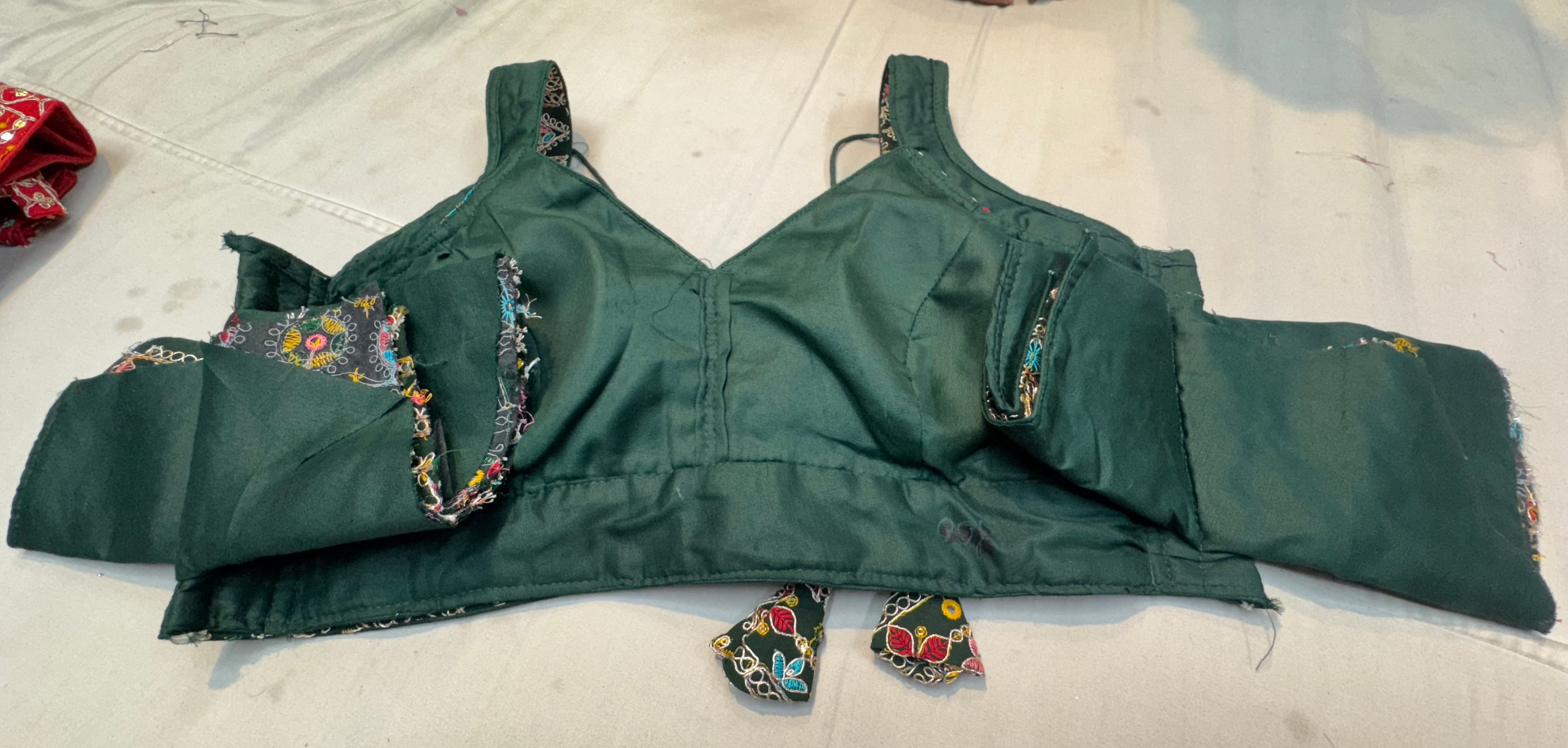 Multicoloured Embroidery and coding work blouse with elbow sleeves
