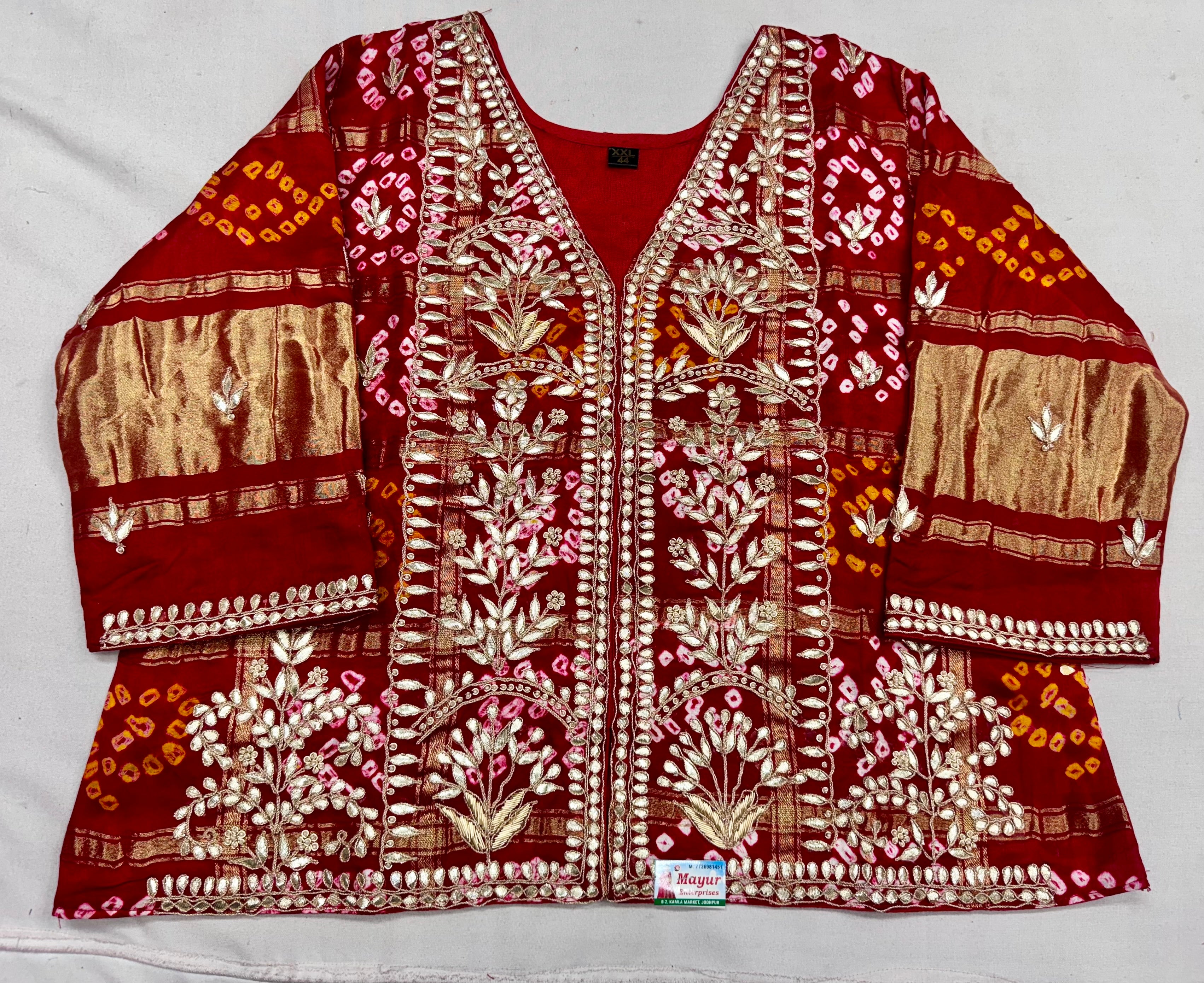 Pure gajji jacket blouse with handwork of marodi and zardosi