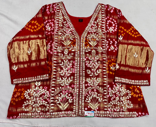 Pure gajji jacket blouse with handwork of marodi and zardosi