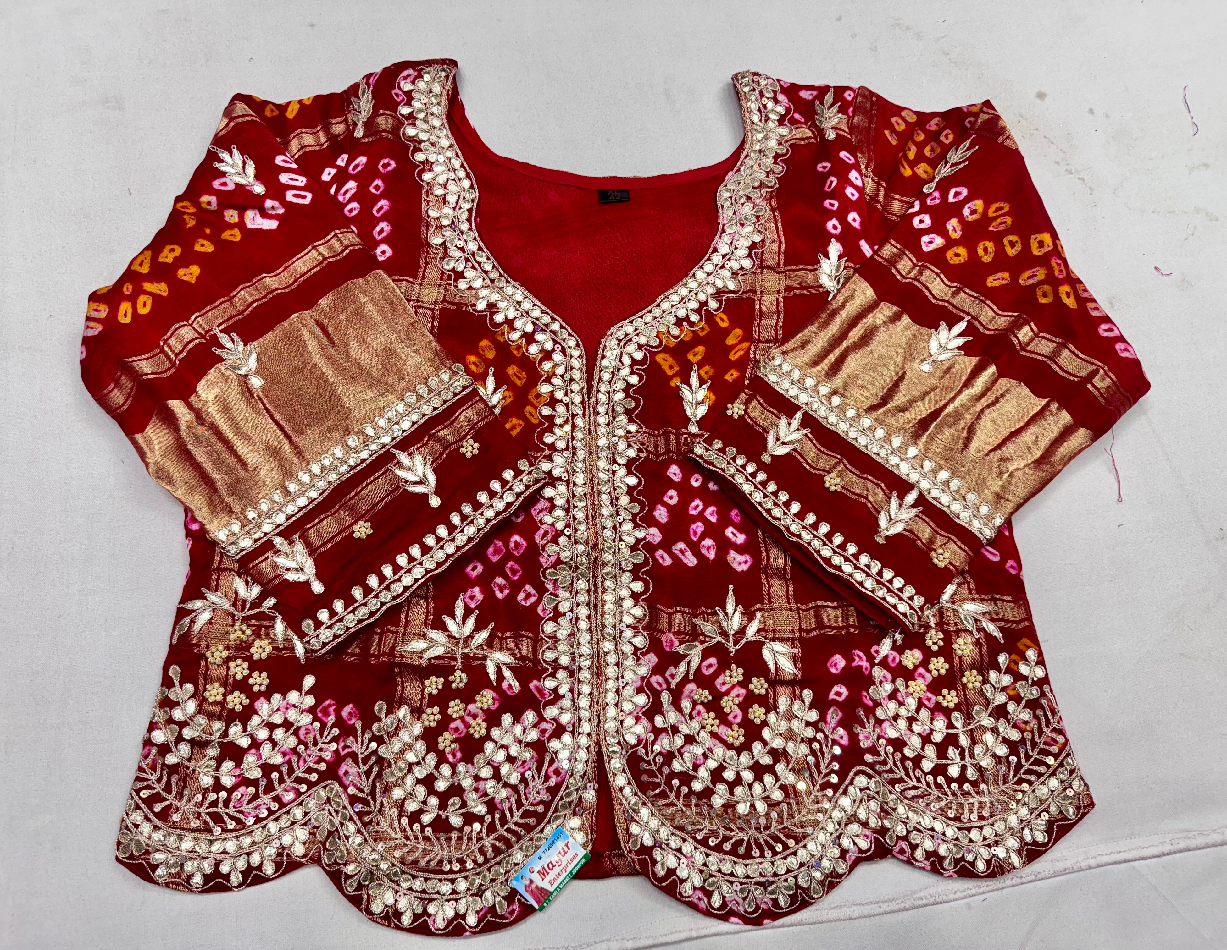 Pure gajji jacket blouse with handwork of marodi and zardosi
