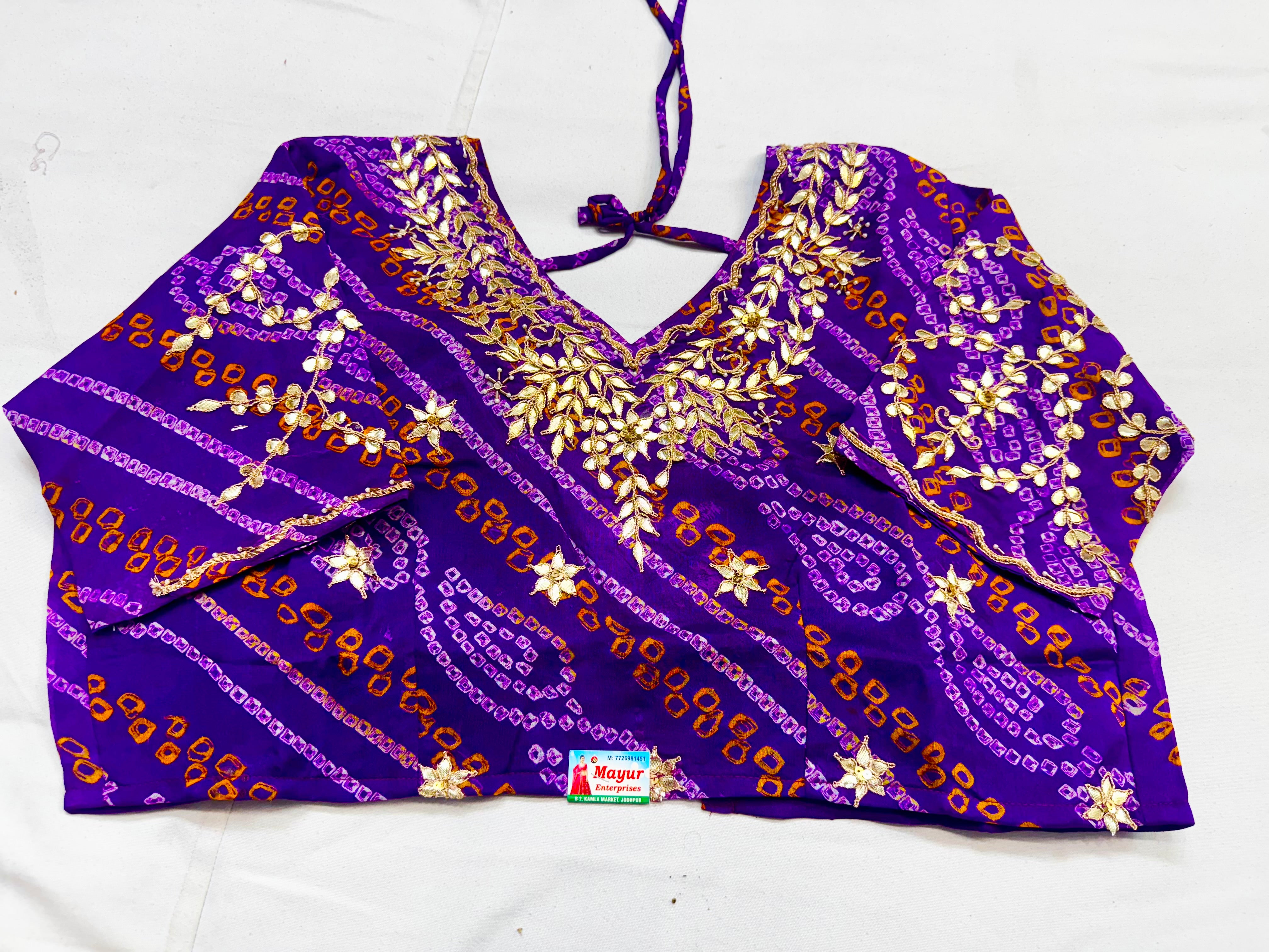 Pure Ojariya hand Bhandhej blouse stitched