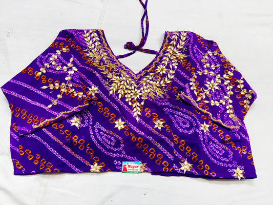 Pure Ojariya hand Bhandhej blouse stitched