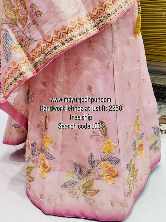 Handwork lehnga with floral highlighting