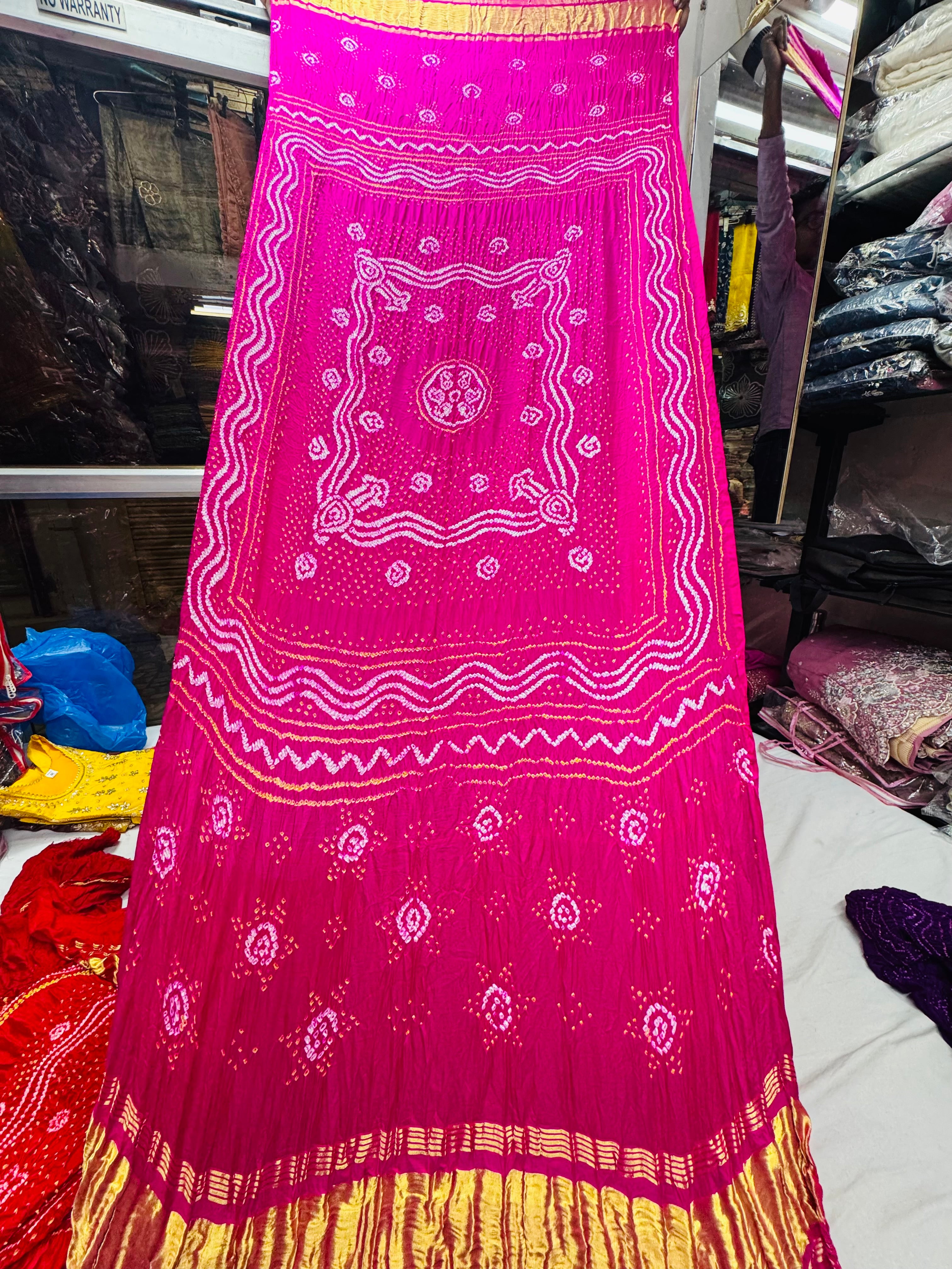 Chandrokhni pure gajji silk dupatta Rani color