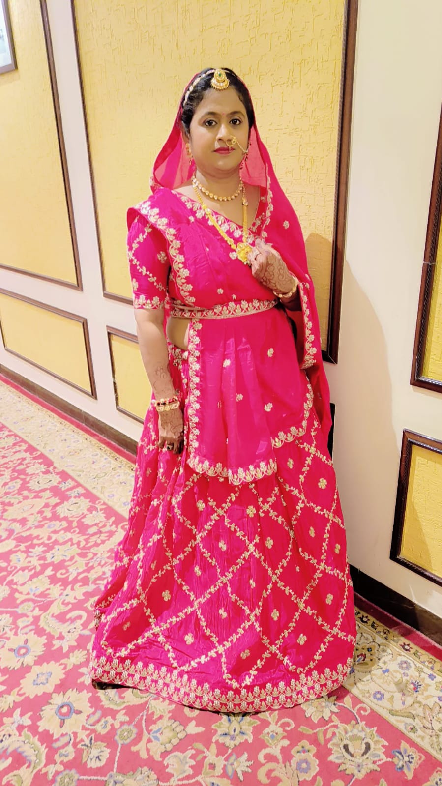 Pure fabric traditional lehnga with gotta patti and pearl handwork