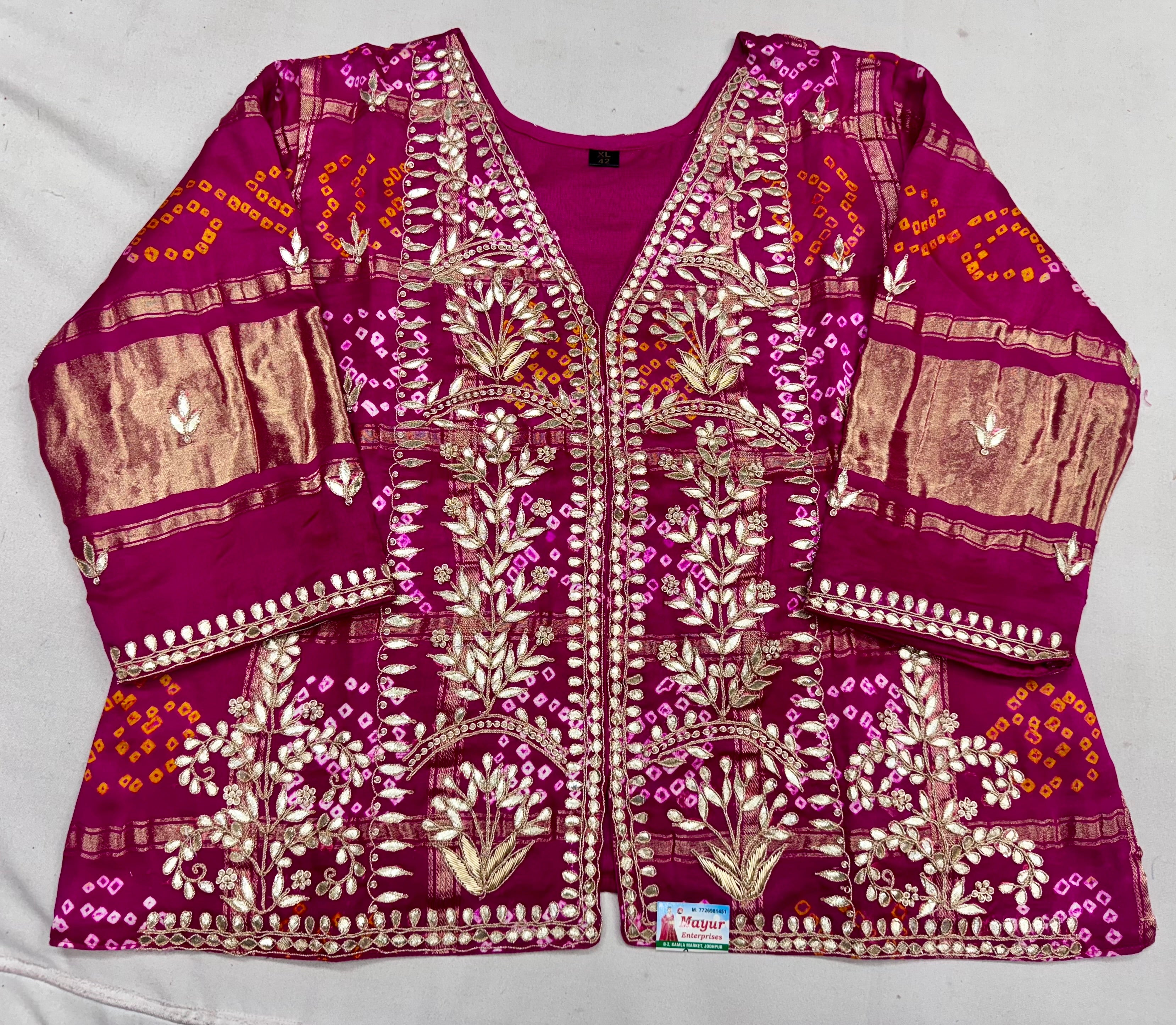 Pure gajji jacket blouse with handwork of marodi and zardosi