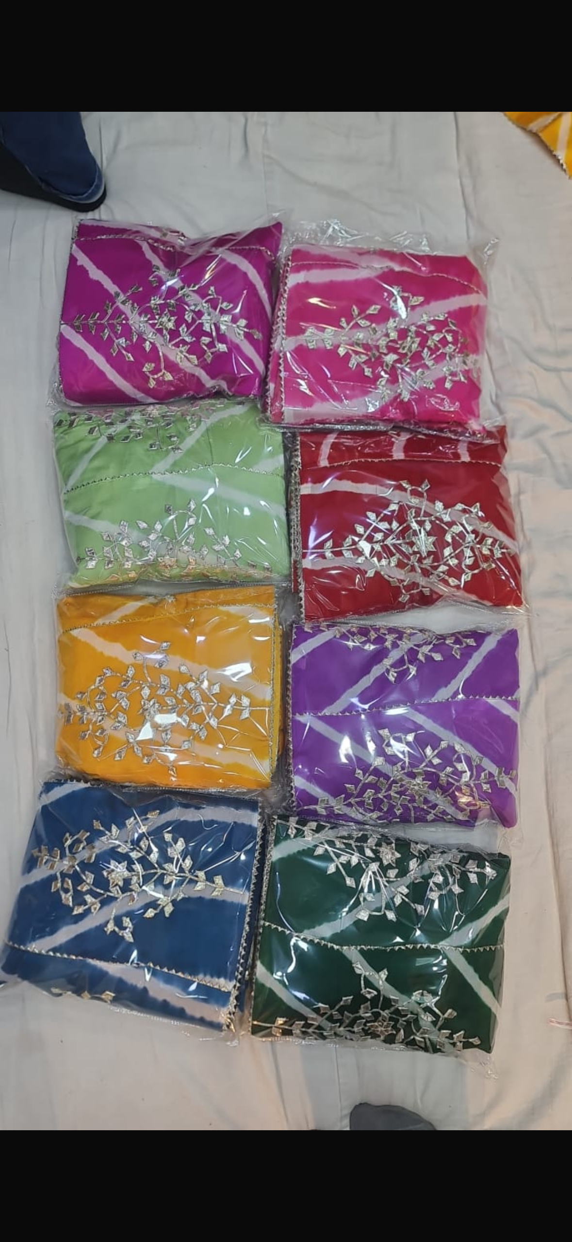 Lehriya lehngas with sikhiya gota work on chinon fabric
