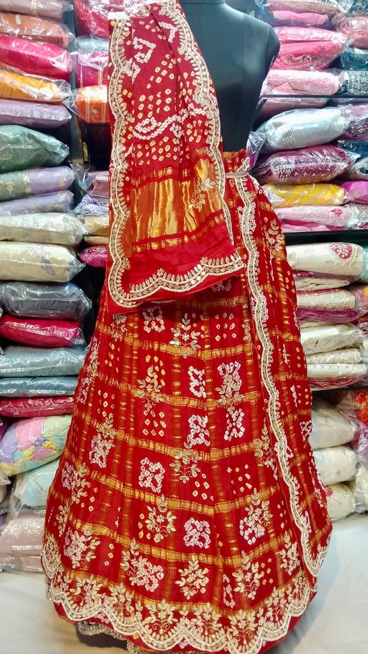 Modal gajji silk ghadchola lehnga with dabka work