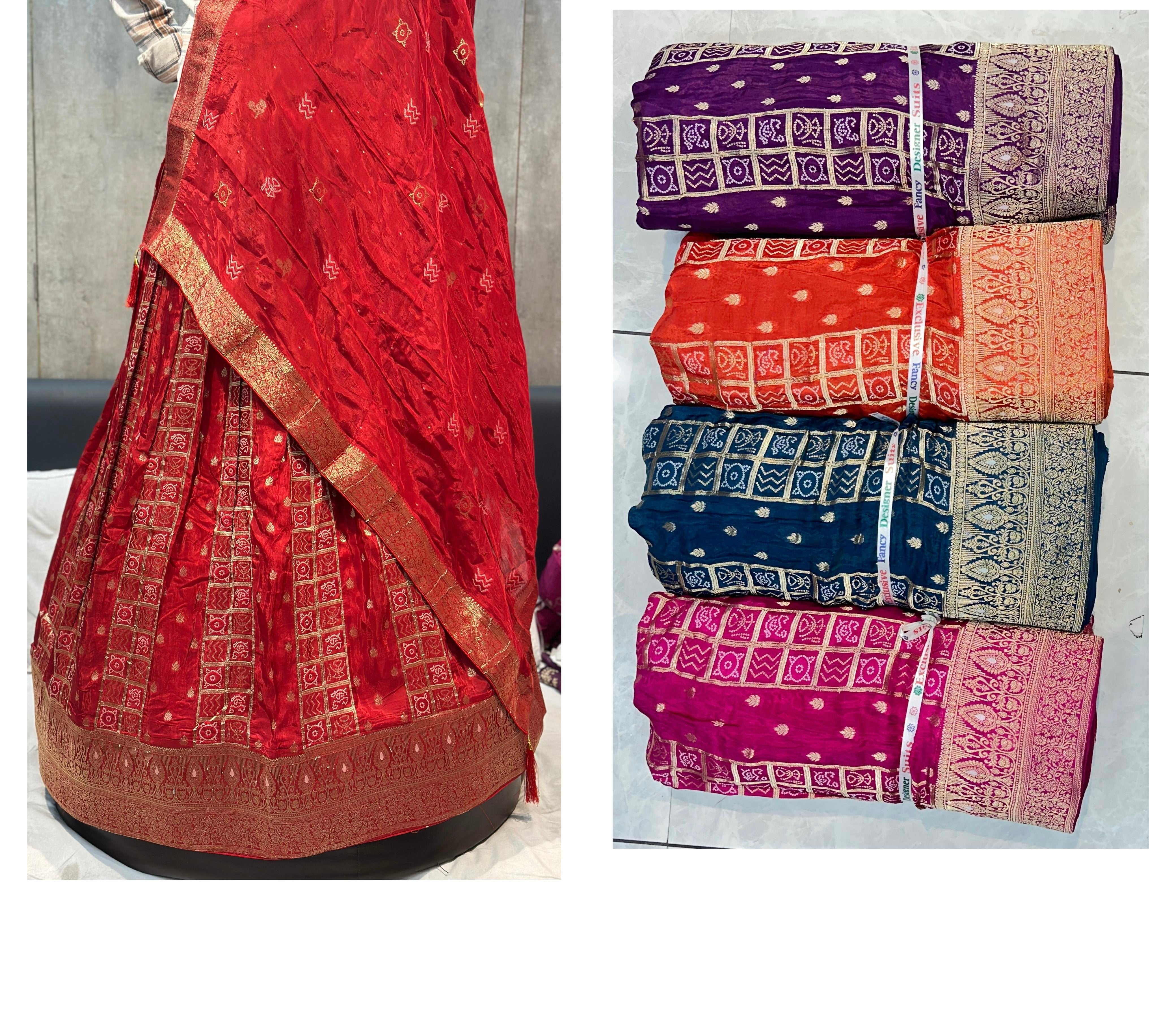 Bhandhej HO silk lehnga