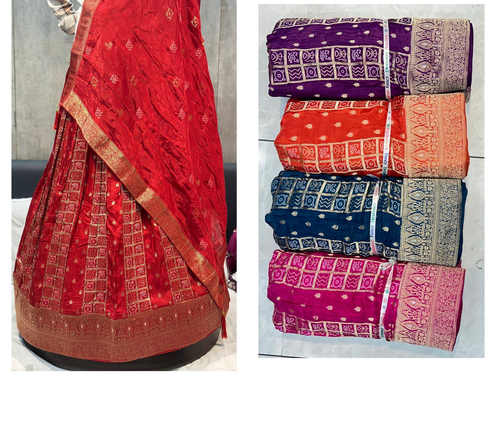 Bhandhej HO silk lehnga