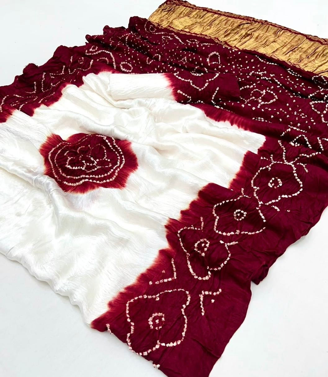 Kasumbo bandhani saree
