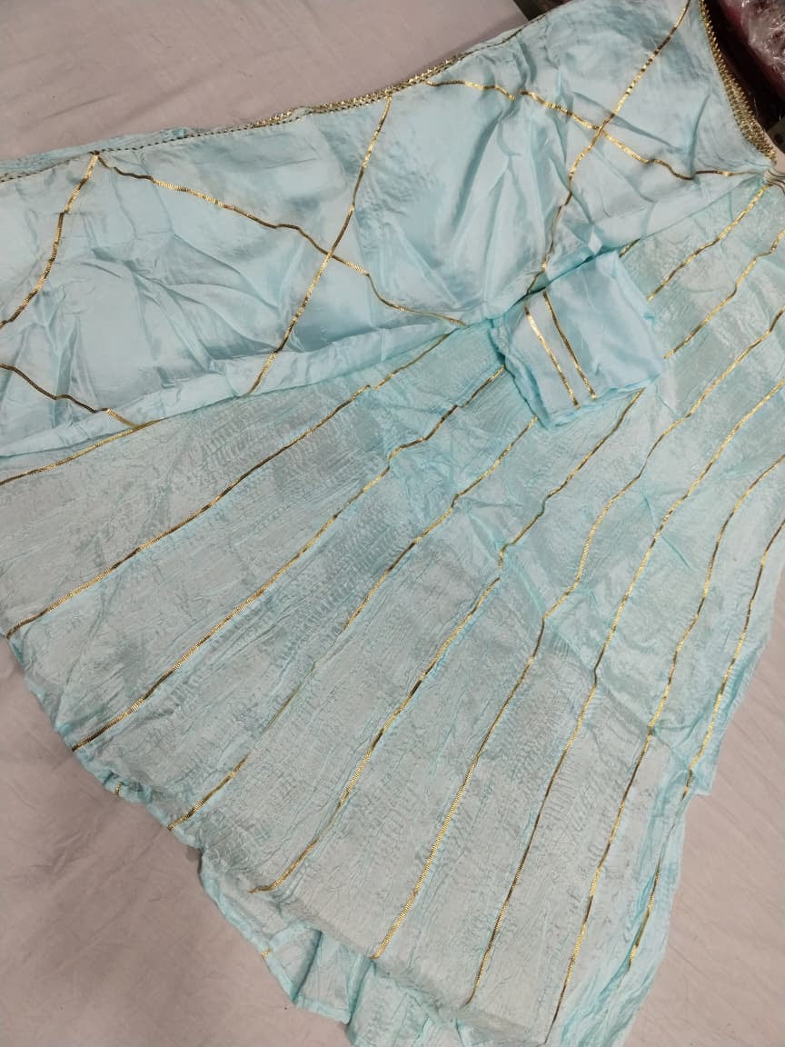Pure Upada crush skirt set with gota work