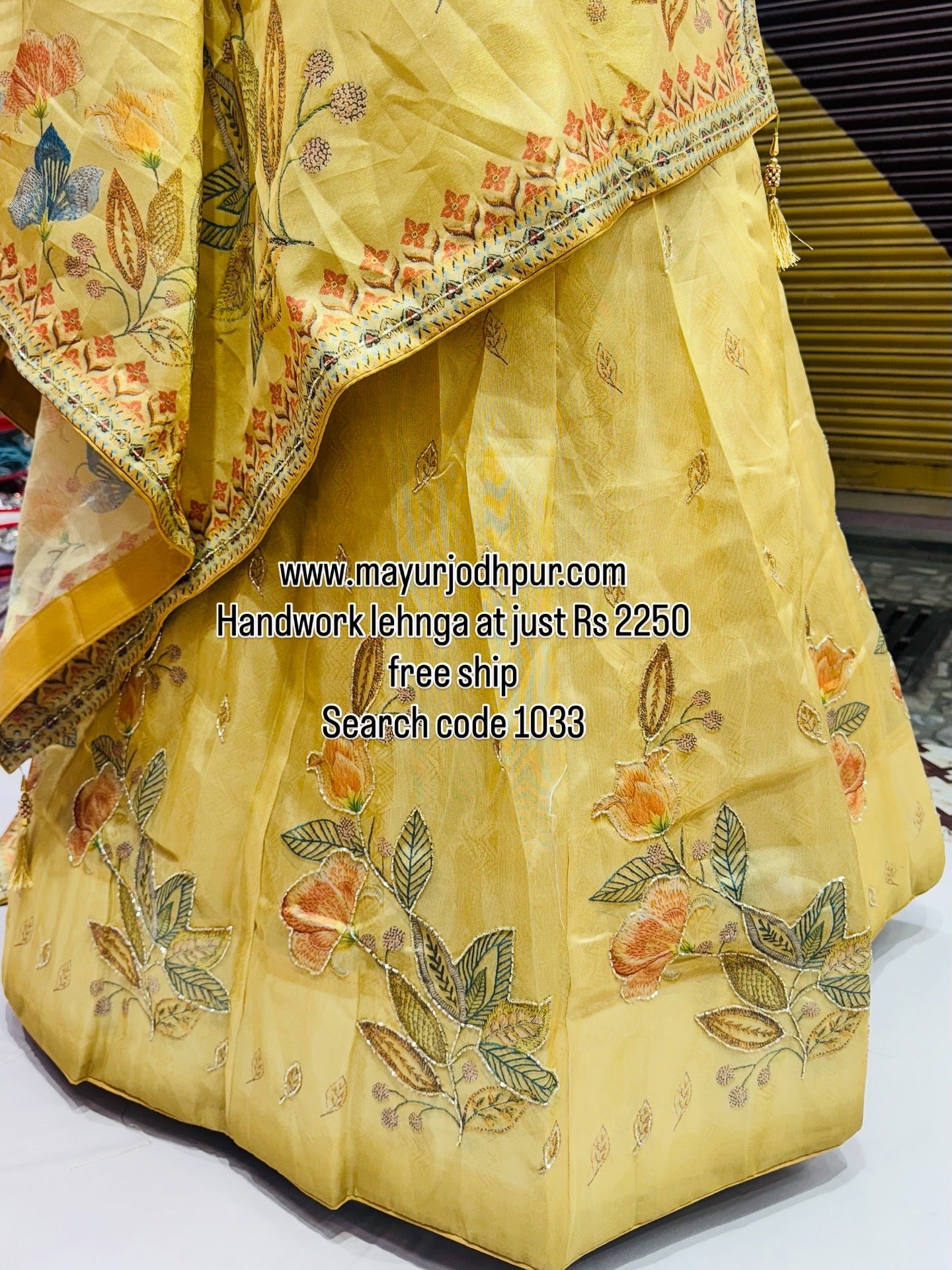 Handwork lehnga with floral highlighting