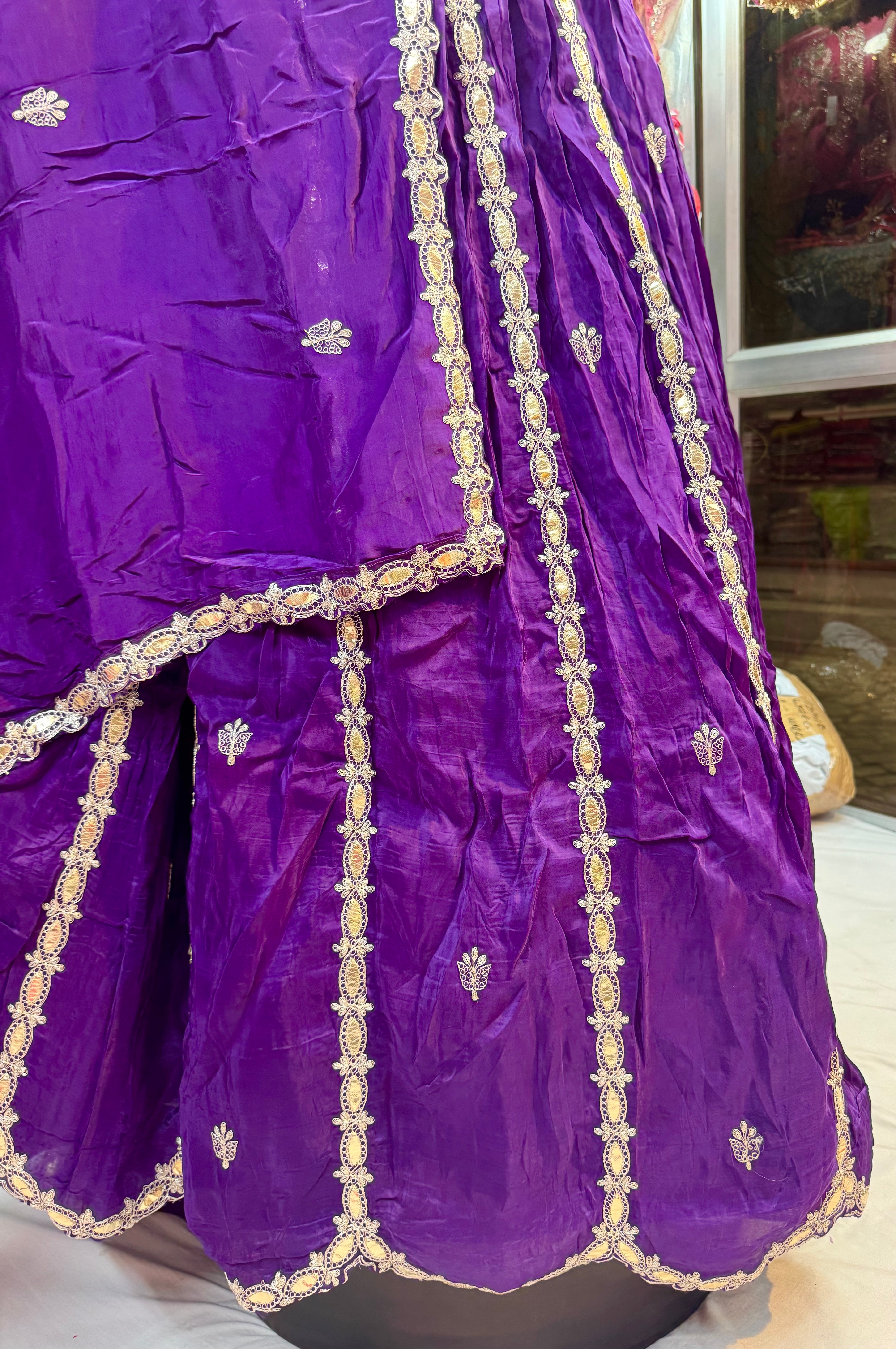 Lehnga of pittan work with gottapatti on HO silk fabric