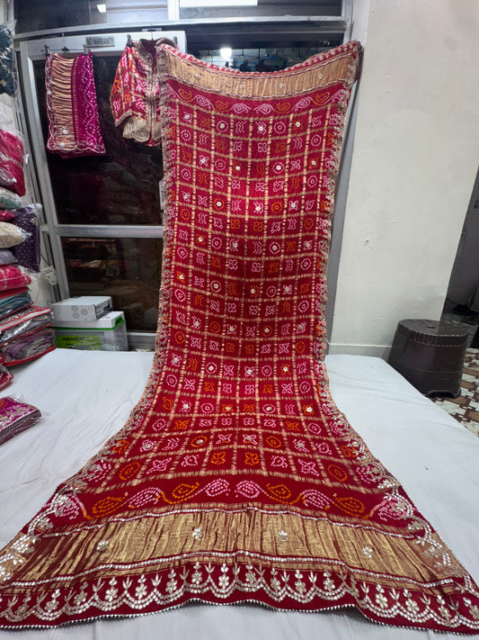 Pure gajji silk ghadchola dupatta with marodi work.