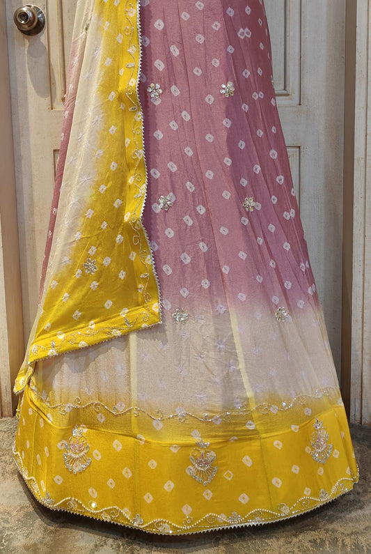 JODHPURI BHANDHEJ HANDWORK SHADED LEHNGA