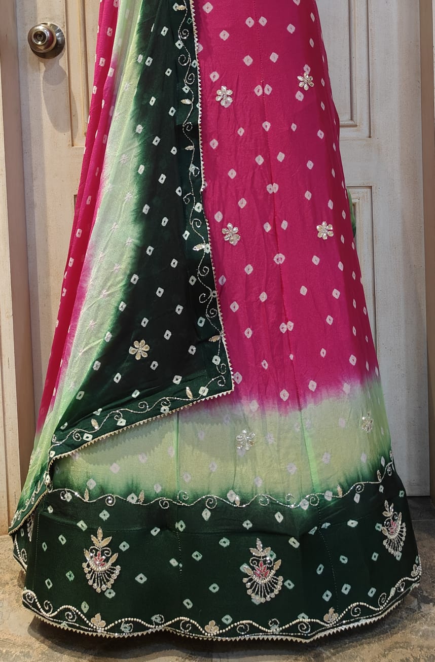 JODHPURI BHANDHEJ HANDWORK SHADED LEHNGA