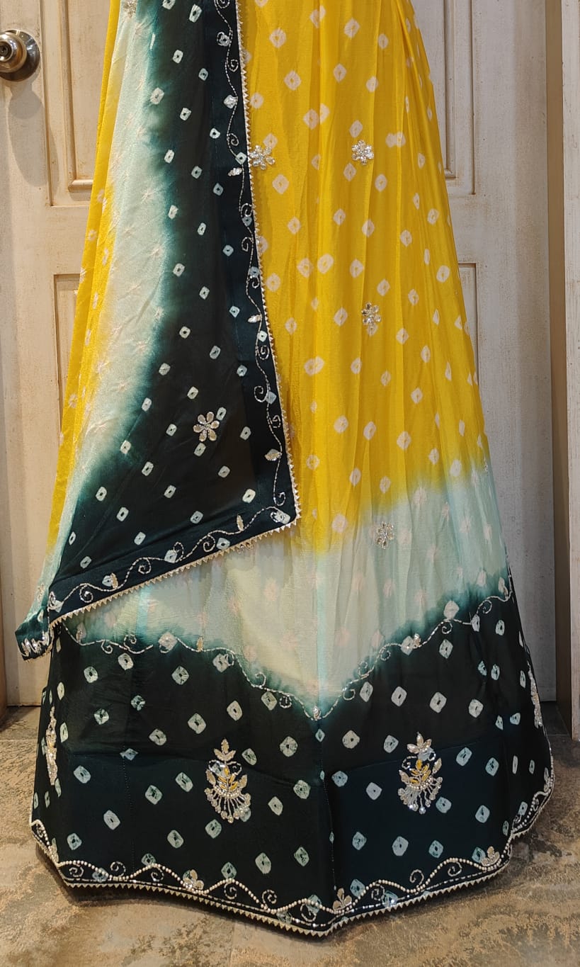 JODHPURI BHANDHEJ HANDWORK SHADED LEHNGA