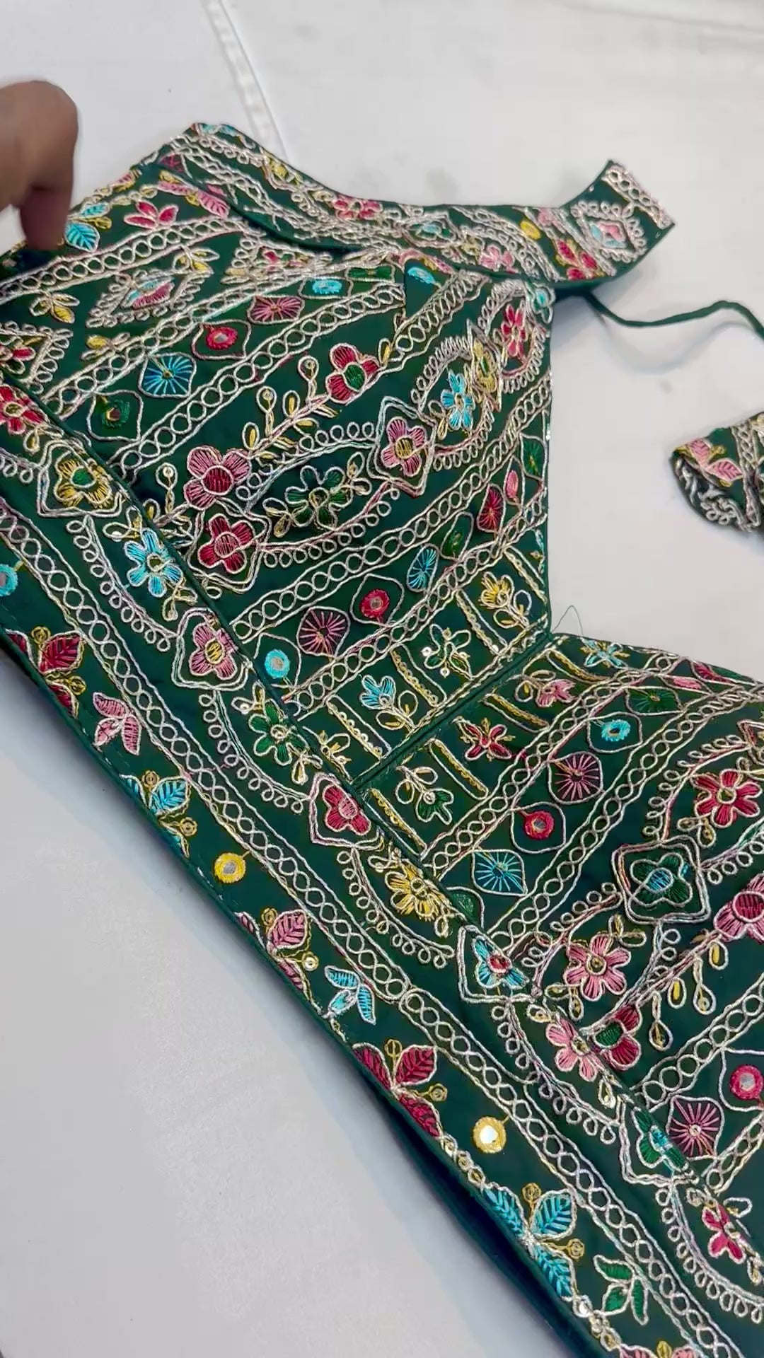 Multicoloured Embroidery and coding work blouse with elbow sleeves