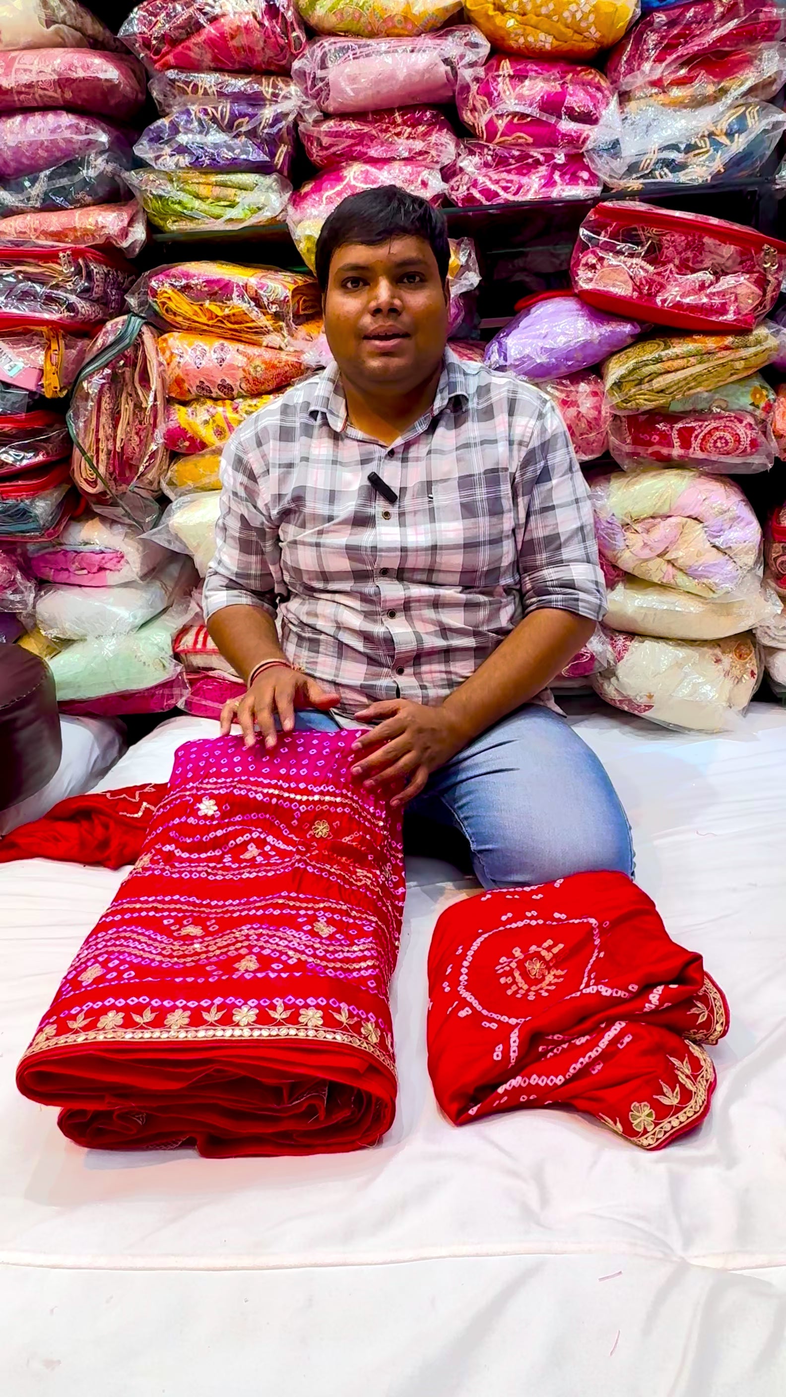 Pure gajji silk hand bandhej lehnga with marodi work and gottapatti handwork in two shade